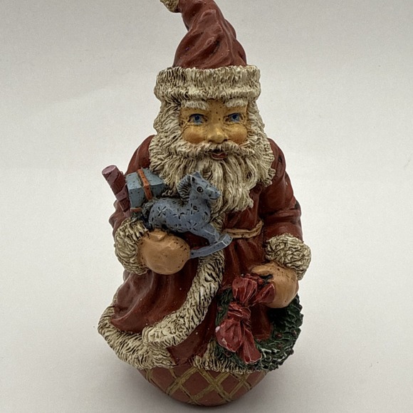 Vintage Noble Arts Santa Claus Figurine 4.5" Tall #117 with toys and wreath box - Picture 2 of 9
